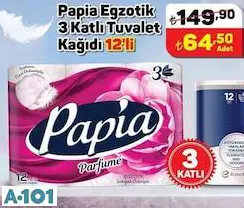 PAPİA EGZOTİK 3 KATLI TUVALET KAĞIDI 12'Lİ PAPİA EGZOTİK 3 KATLI TUVALET KAĞIDI 12'Lİ